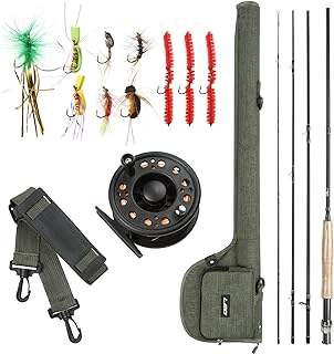 9' Fly Fishing Rod and Reel Combo with Carry Bag 10 Flies Complete Starter Package Fly Fishing Kit