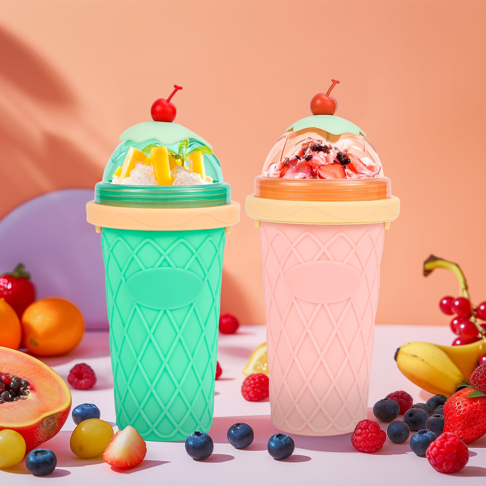 Slushy Maker, Glovios 330ML Slushymaker Mug di Silicone, Quick Frozen Slushy Cup, Slush Ice Maker per DIY Homemade Milk Shake Ice Cream, Rosa