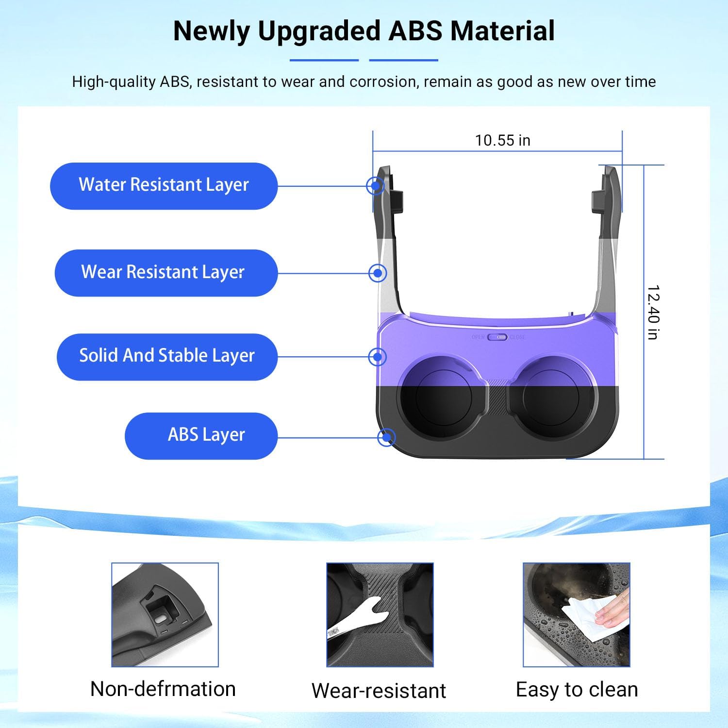 PTYYDS Rear Dual Cup Holder Compatible with 2021-2024 Ford Bronco 2/4 Door Removable Rear Cup Holder Inserts Not for Sport ABS Drink Stopper Replacement for 2021-2024 Ford Bronco Accessories