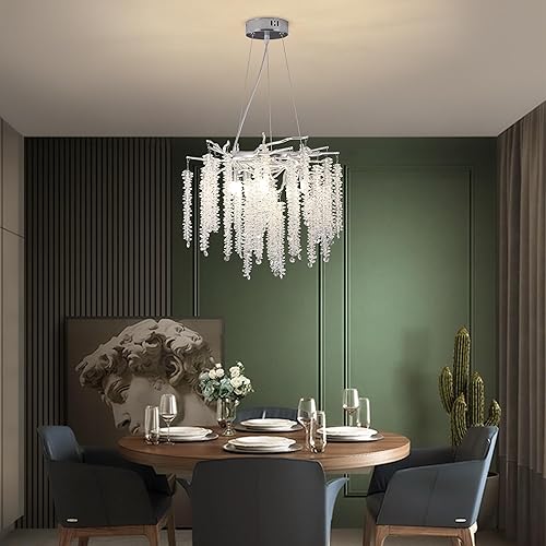 Miniatura 186 de Candelabro moderno de ramas de árbol de cristal, color negro, 40 pulgadas, Art Deco Rectángulo Lineal con gotas de lluvia para interiores, comedor