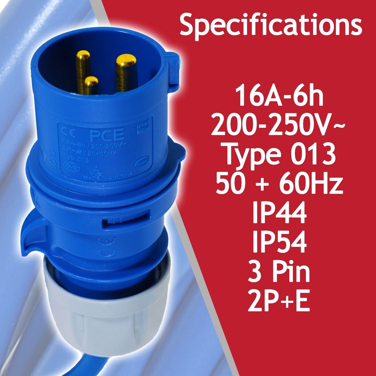 SPARES2GO Przedłużacz 16 A, 14 m, 240 V, 1,5 mm, bardzo długi, do przyczep kempingowych, kabel zasilający (niebieski)