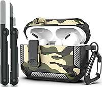 Vista 59 de RFUNGUANGO Funda para AirPod de 2ª generación con kit de limpieza, armadura protectora de carcasa dura militar con bloqueo para funda de carga