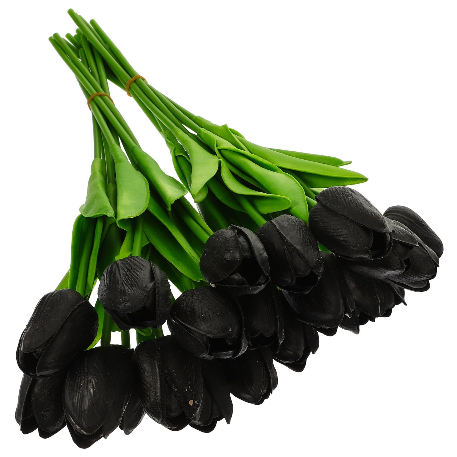 Tulipanes negros artificiales de PU Toyvian: ramo de 20 flores falsas para manualidades en casa