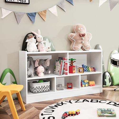 Miniatura 2 de Estantería en forma de cubo, gabinete de almacenamiento abierto de 2 niveles y 5 cubos, estantería horizontal para organizar libros de juguetes,