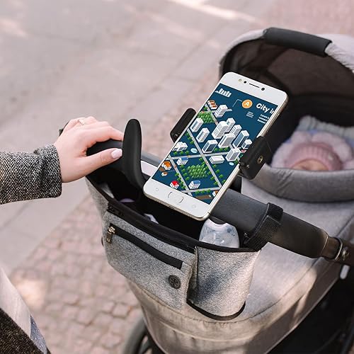 Miniatura 3 de Amylove 2 soportes para teléfono para cochecito portátil, soporte universal para teléfono celular, accesorios universales para padres, bebés y niños
