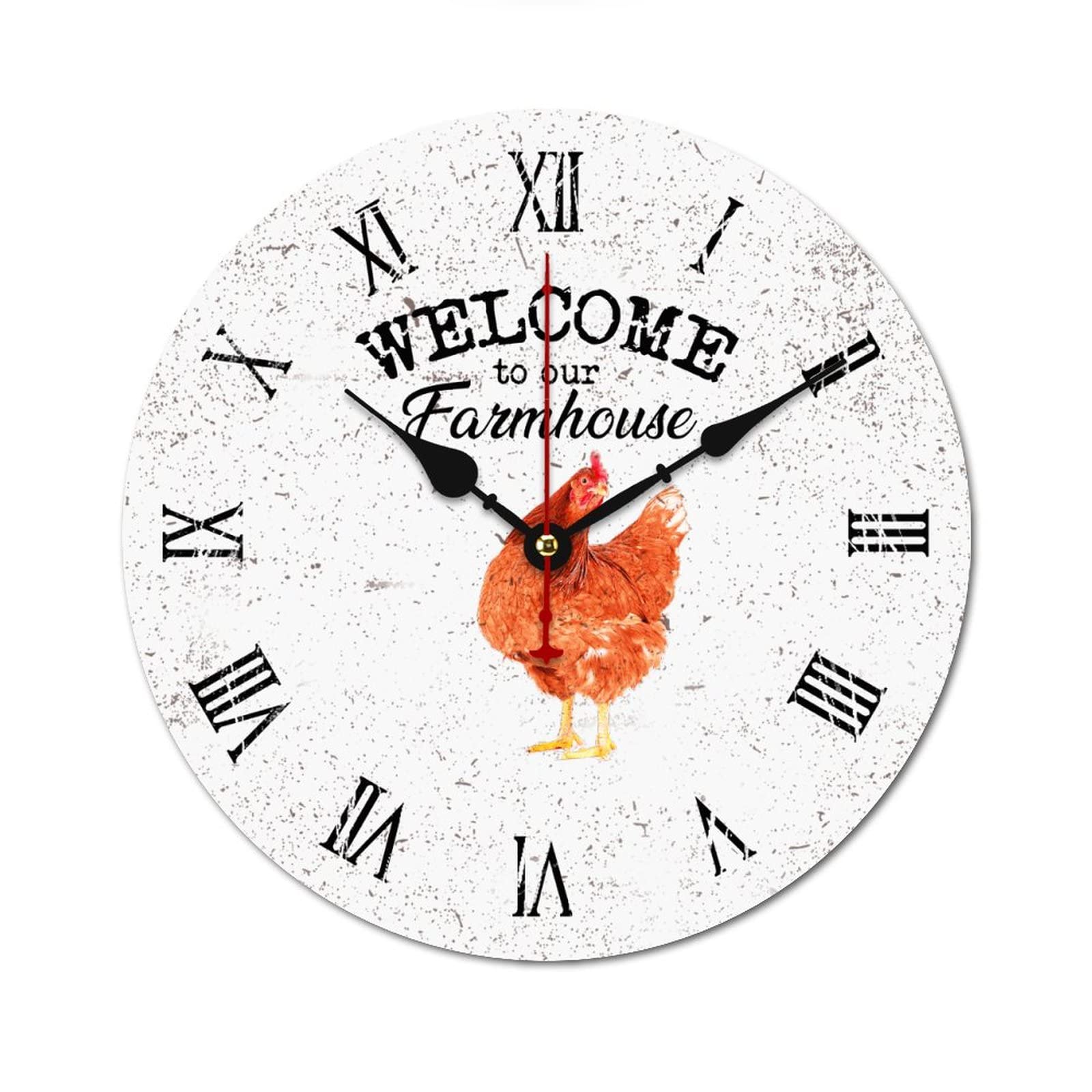 Horloge de cuisine silencieuse sans tic-tac en bois de ferme