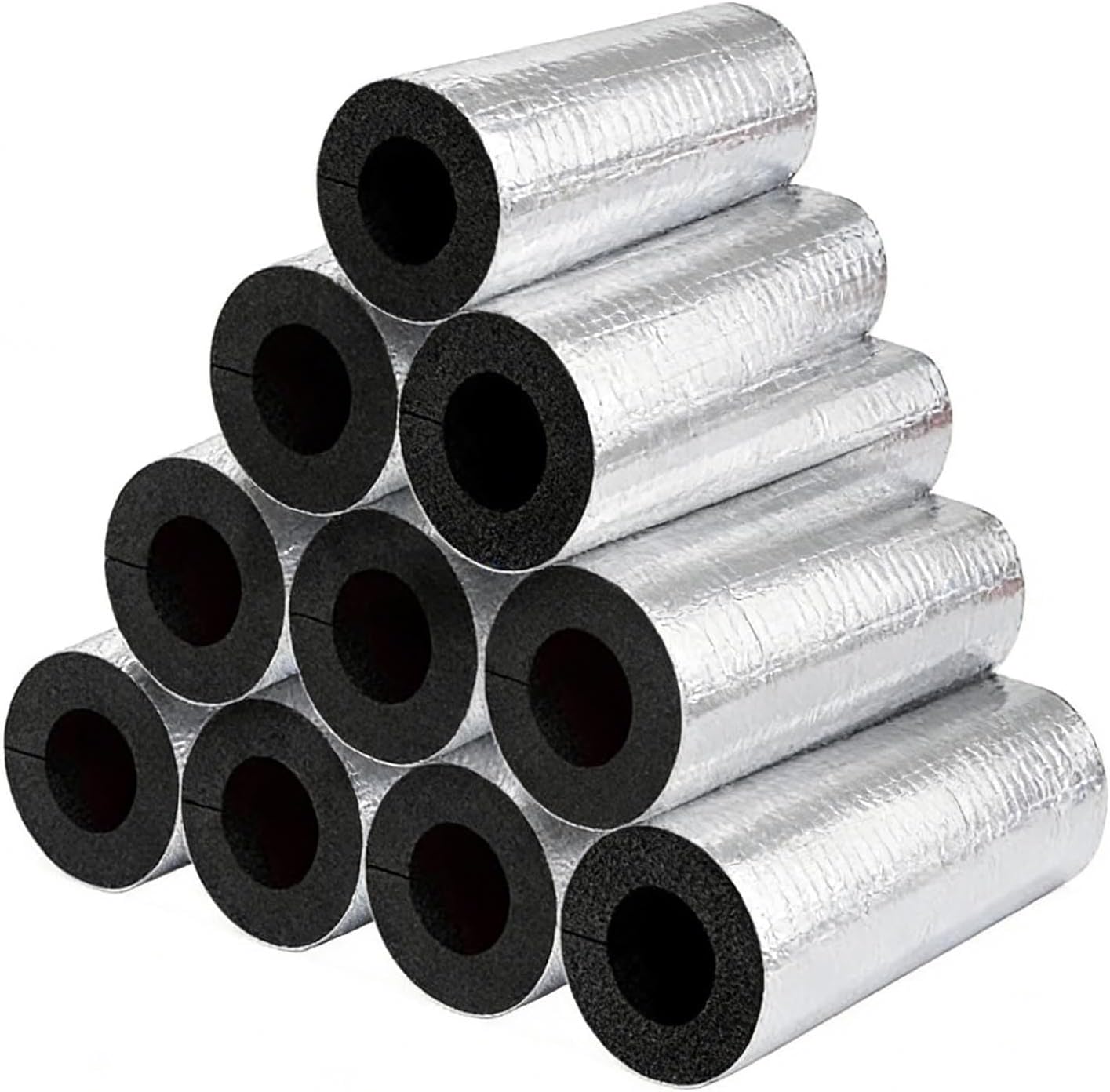 Thermal Acoustic Pipe Lagging - Aluminum Foil Outer, Closed-Cell Foam for Insulation & Sound Dampening in HVAC & Plumbing(ID108mmxT20mmx0.95m)