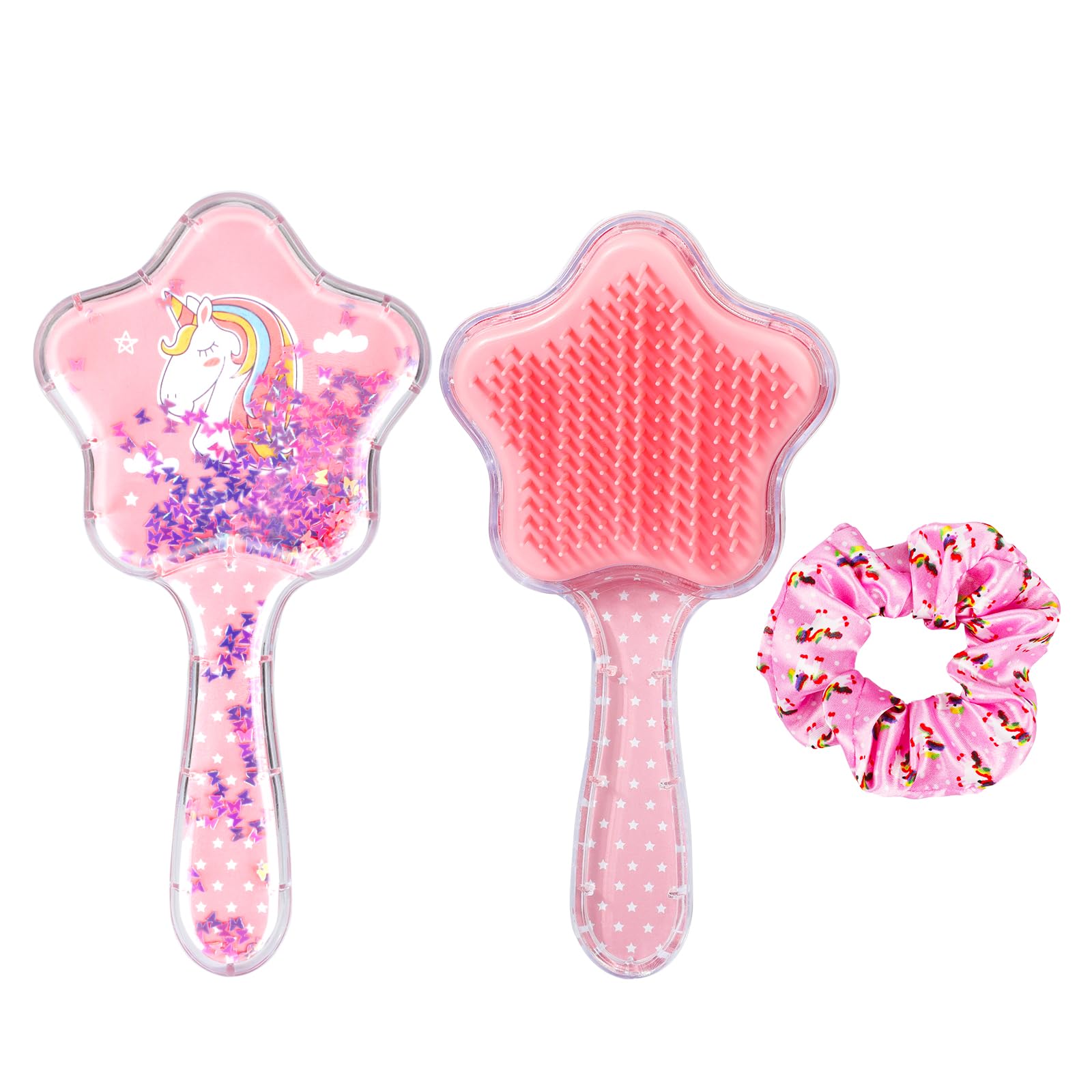 Unicornio Cepillo para Cabello para Niños, Cepillo Desenredante sin tirones, Incluye Set de Scrunchies de Unicornio para Todo Tipo de Cabello, Regalos para Niños