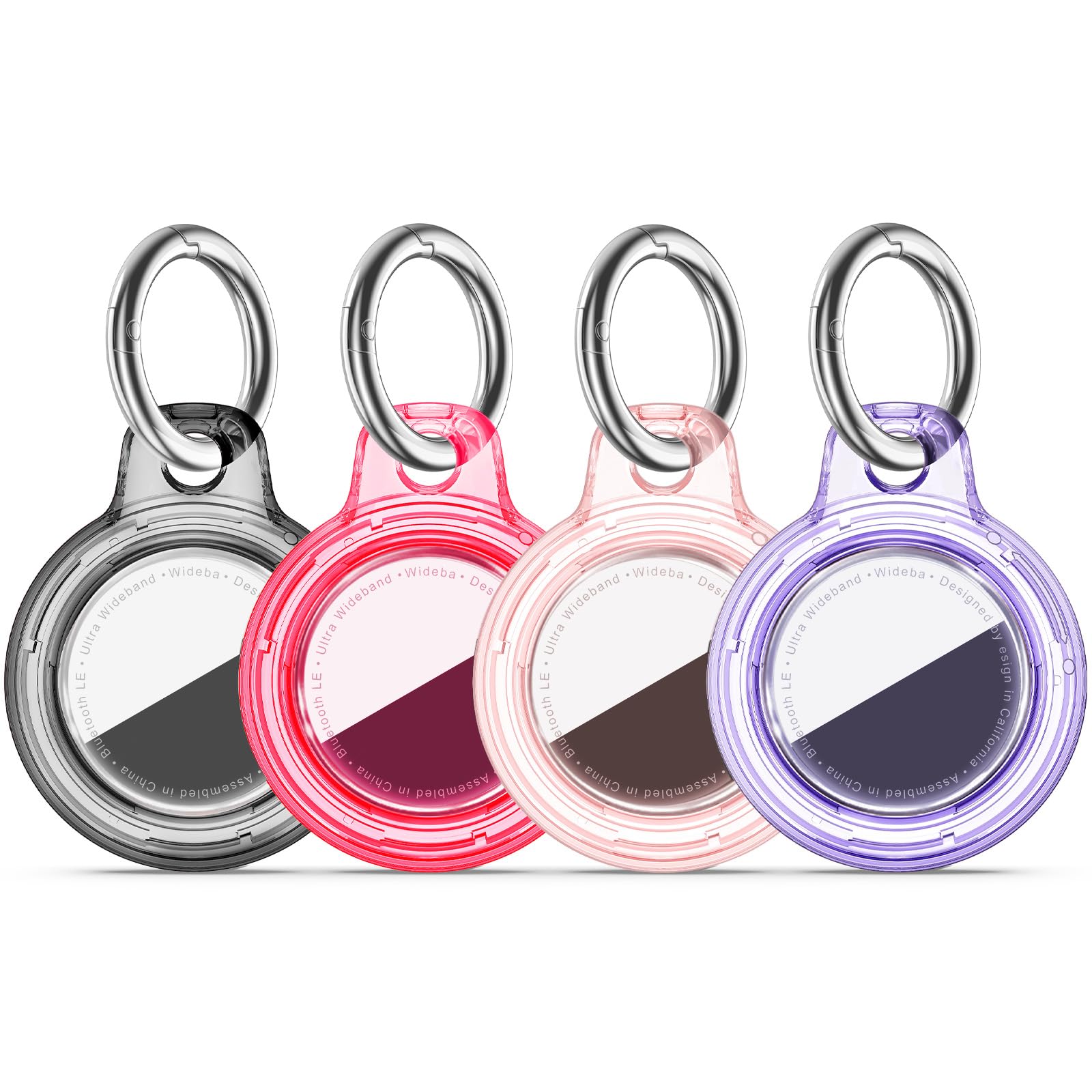for Apple AirTag 2nd &amp; 1st Gen, Waterproof Case for AirTag Holder Keychain,GPS Tracker Cover for Dog,Car Key,Luggage-B65-Black+Red+Pink+Purple