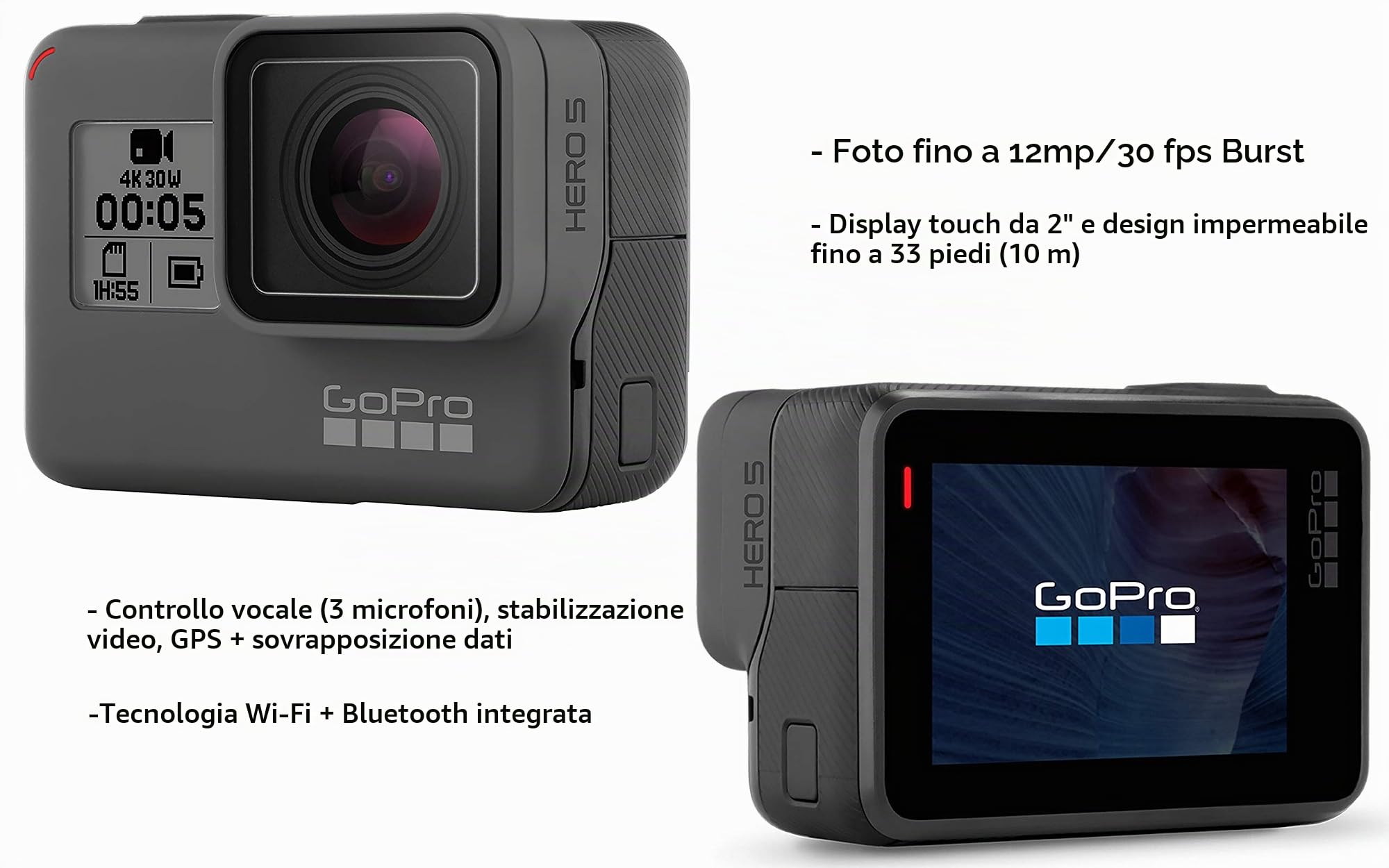 GoPro HERO5 Black Ricondizionata 4K UHD 2160p