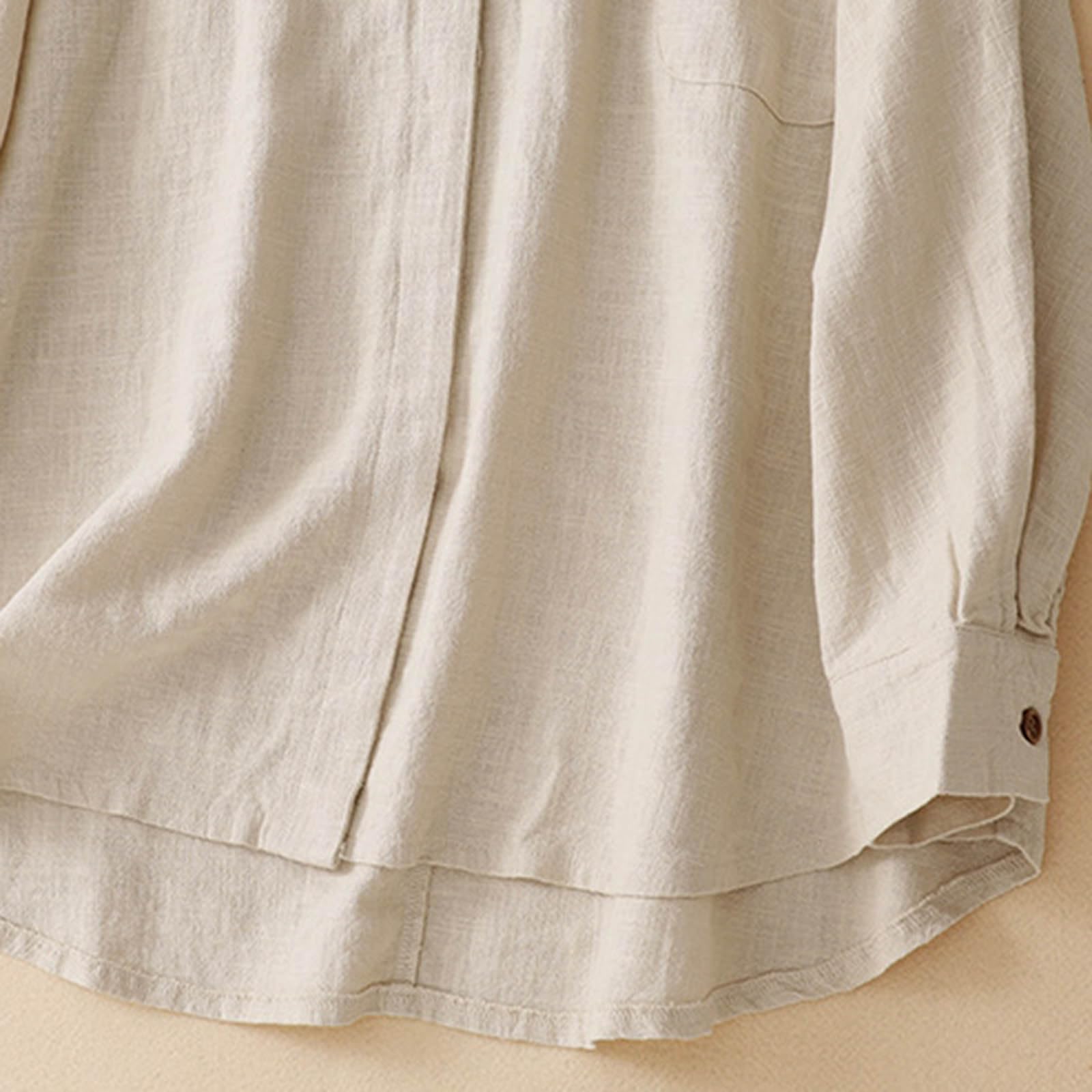 Camicia Blusa in Mussola da Donna Camicia di Lino da Donna Blusa Maniche 3/4 Elegante con Bottoni Maniche a Tre Quarti Camicetta Camicetta di Mussola Lino Oversize Fantasia Bianco E