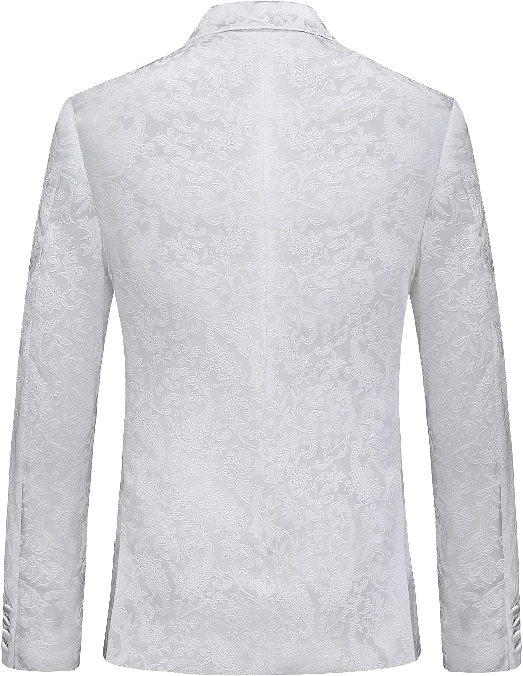 MOGU Mens 2 Piece Double Breasted Tuxedo Slim Fit Jacquard Floral Vintage Groomsmen Wedding Prom Suit - Image 2