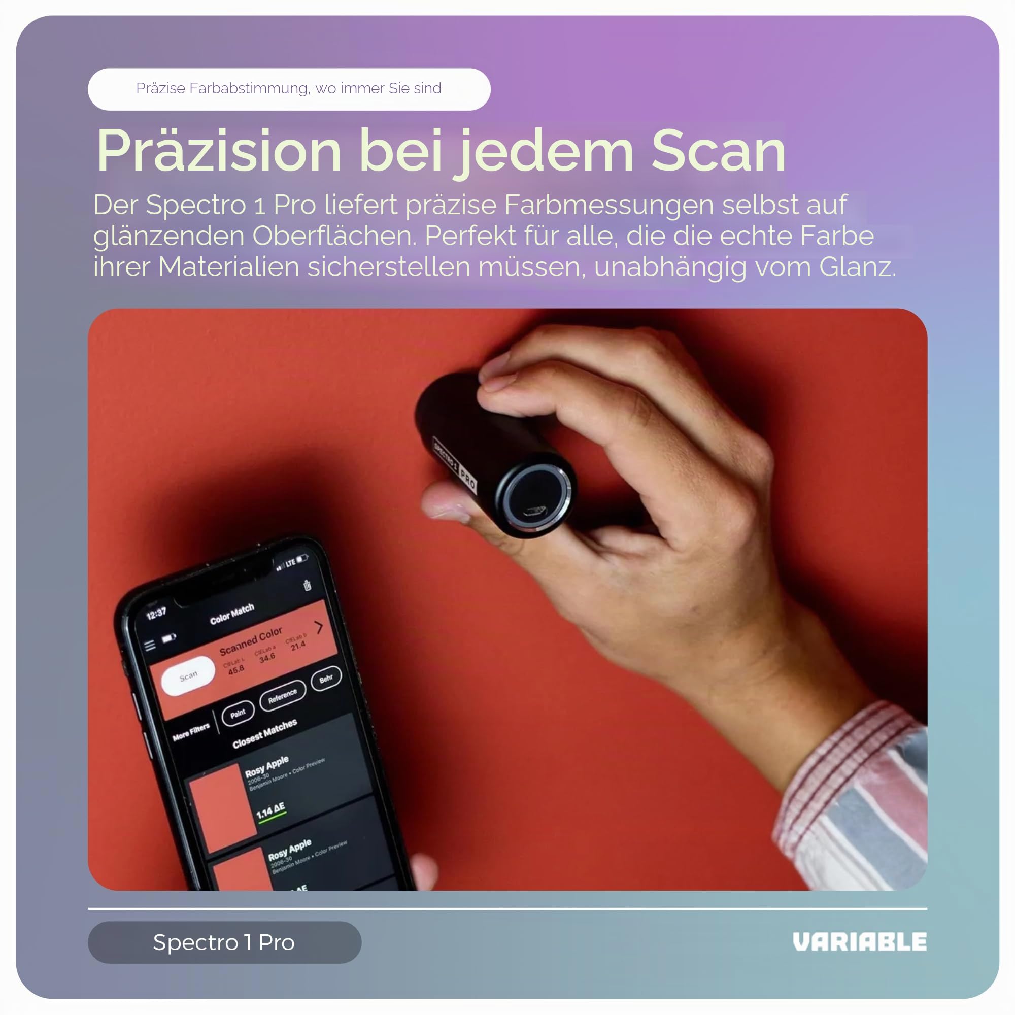 Spectro 1 Pro Spektrophotometer tragbares Farbmessgerät mit Ladekabel und Tragetasche