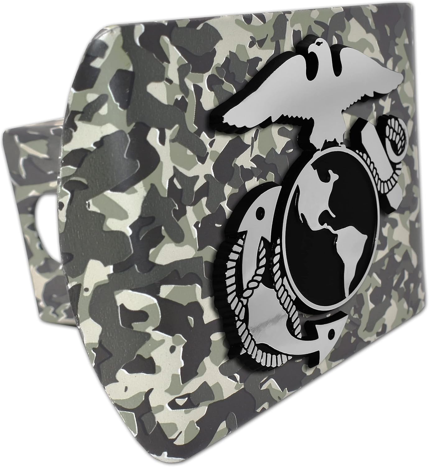 Elektroplate Officially Licensed U.S. Marine Corps Anchor Insignia All Metal Black Hitch Cover for Trucks and SUVs | Fits Standard 2" Trailer Hitch Receivers | Weatherproof