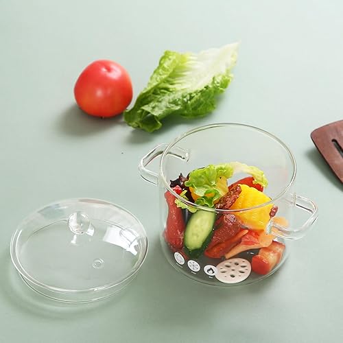Miniatura 7 de Olla de cocina de vidrio - Cacerola de vidrio de 2L67 oz con tapa - Olla y sartén de vidrio transparente resistente al calor con tapa para fideos de
