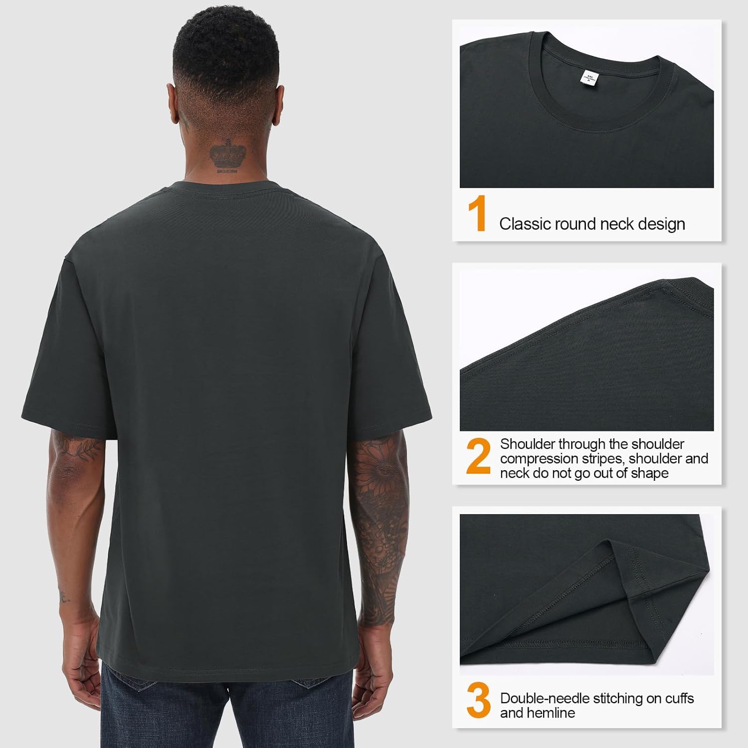 KEEPSHOWING Mens Cotton T Shirts Short Sleeve Crew Neck Basic T-Shirt Essentials Crewneck Cotton T-Shirts Tees for Men - Image 5