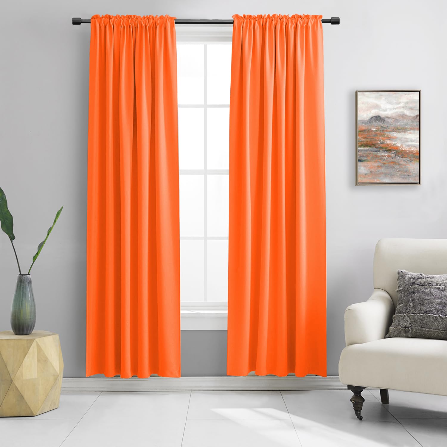 DONREN 2Panels Vibrant Orange Blackout Thermal Insulated Curtains for Bedroom,Hallowmas Pumpkin Orange Curtains 80 Inch Length for Closet Door Doorway Curtain Panels,52" Wide x 80" Long โ image 1