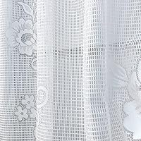 Vista 7 de ZZC Cortinas francesas cortas de encaje transparente, románticas, con lazo, media transparente, panel de cortina de encaje floral, cenefa blanca