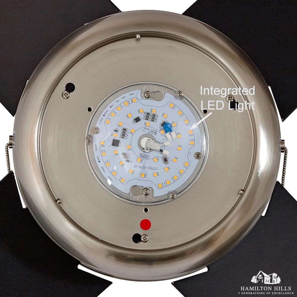 Frее Shірріng Ovеr $50 Hamilton Hills Brushed Nickel Ceiling Fan with Light - Contemporary Modern Silver Finish Fan with LED Light 4 Blades 50 Inch