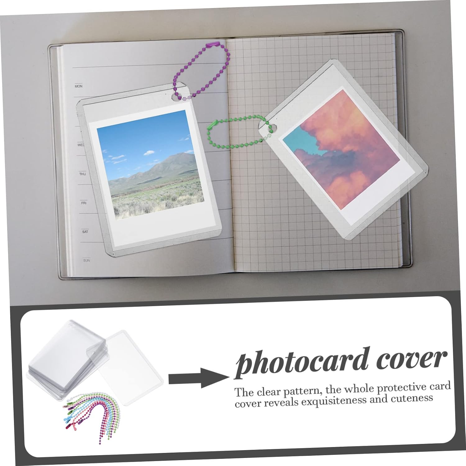 Angoily 10sets Star Photocard Holder Photo Storage Cover Protective Photo Sleeve Card Holder Keychain Card Sleeves Id Case Business Case Random Color