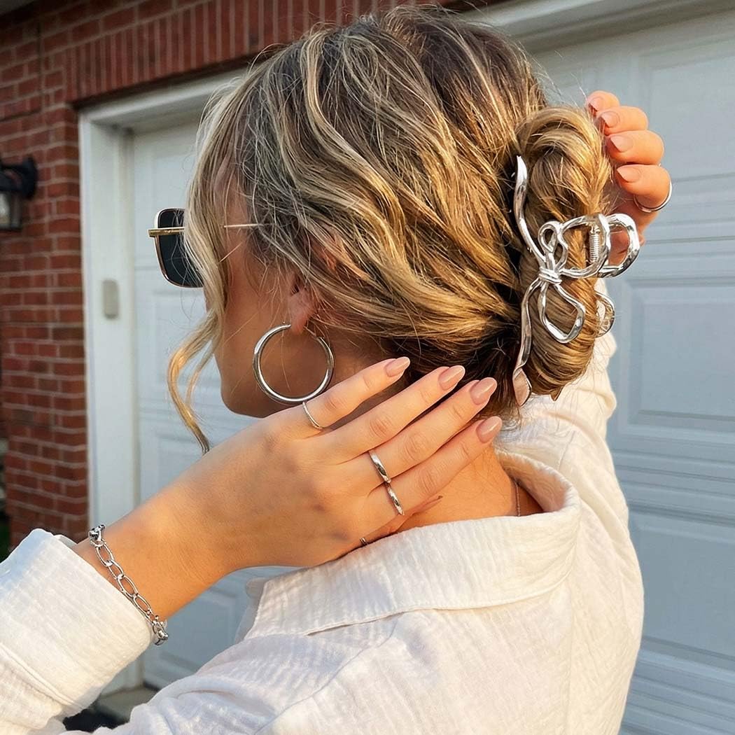 Fashey Bow Hair Clips Gold Metal Claw Clip Large Hair Claw Clips Hair Accessories for Women image 3