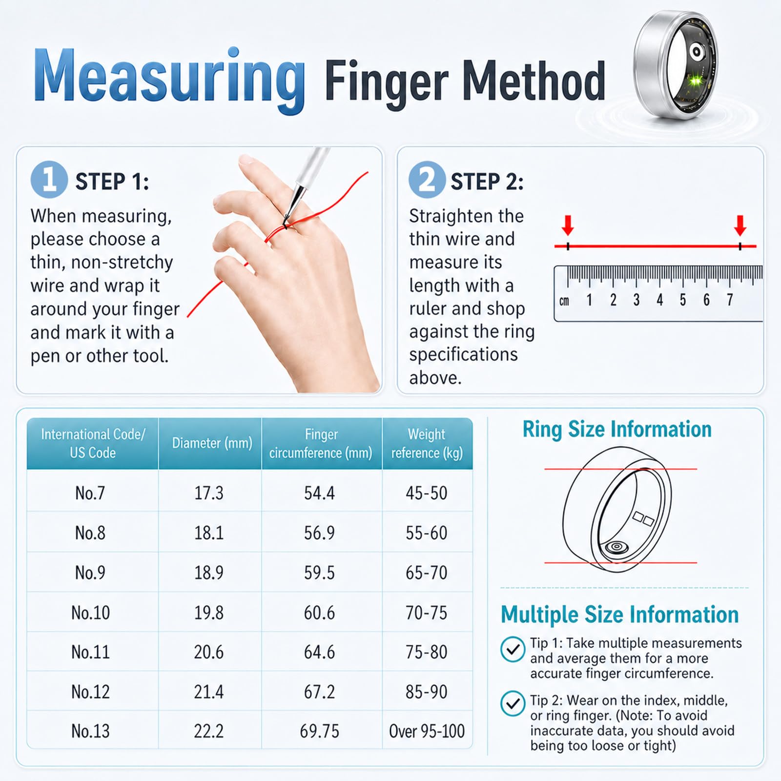 Anillo inteligente para mujeres y hombres, IP68, resistente al agua, con frecuencia cardíaca, oxígeno en sangre y monitor de sueño, anillo de seguimiento de salud compatible con iOS y Android, sin
