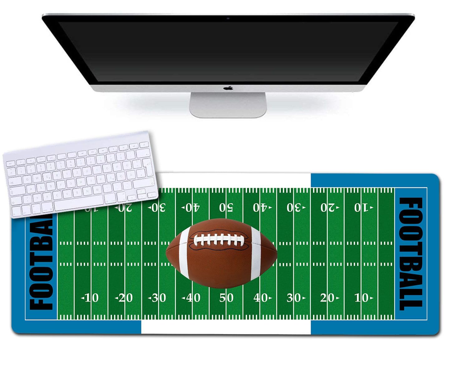 Grand Tapis De Souris Football - 60x30 Cm - Surface Imperméable - Base Caoutchouc Antidérapante - Pour Bureau