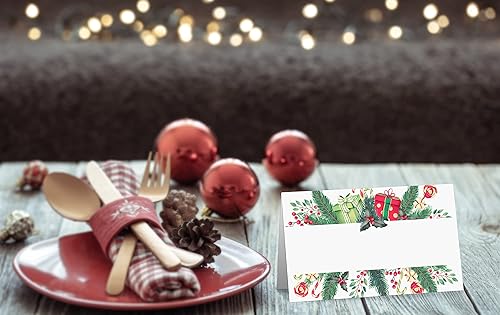 Miniatura 5 de Tarjetas editables con nombre  Paquete de 25 tarjetas de acompañante para fiesta de Navidad, boda o cena, fácil de plegar
