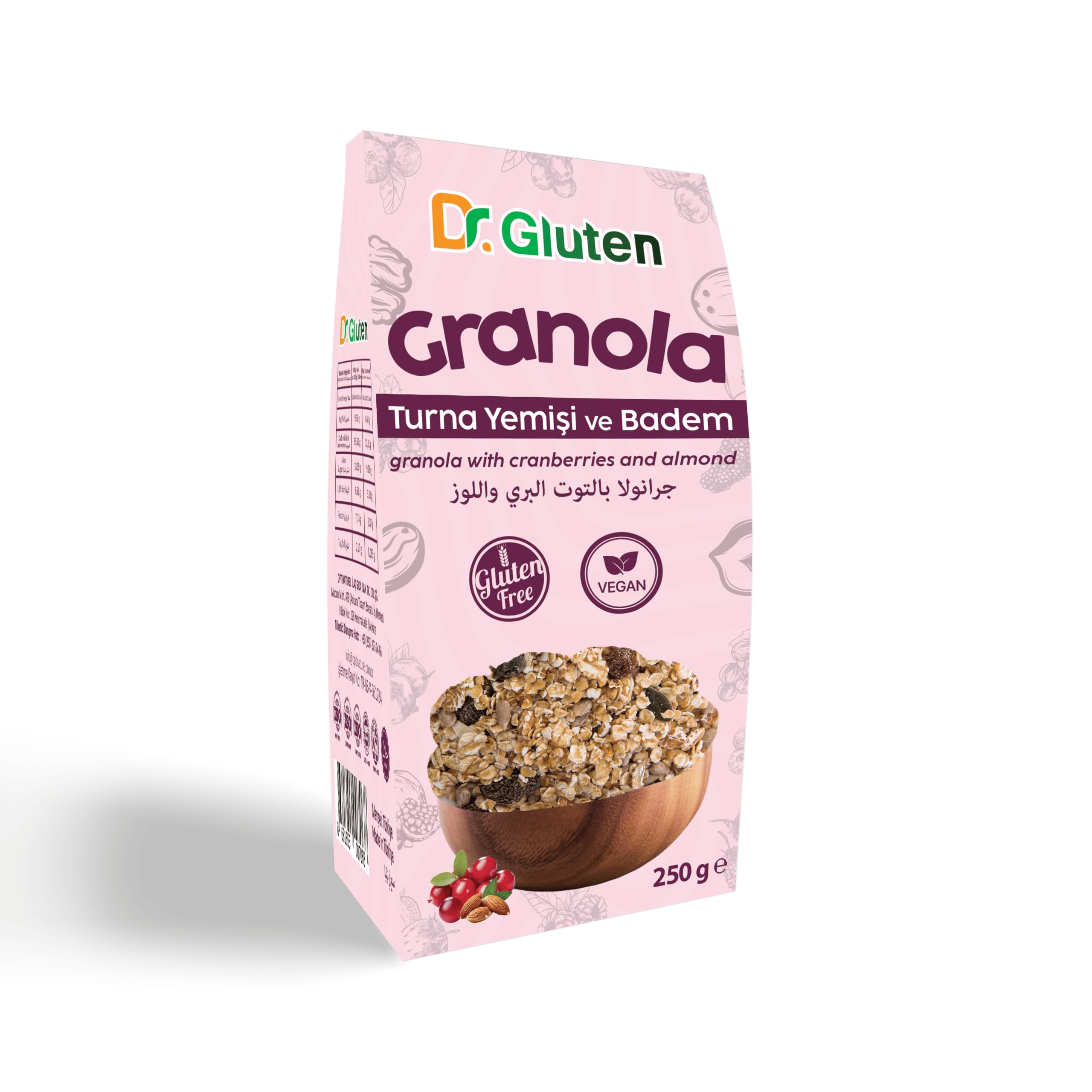 DR GLUTEN GLUTENSİZ GRANOLA TURNA YEMİŞİ 250 gr