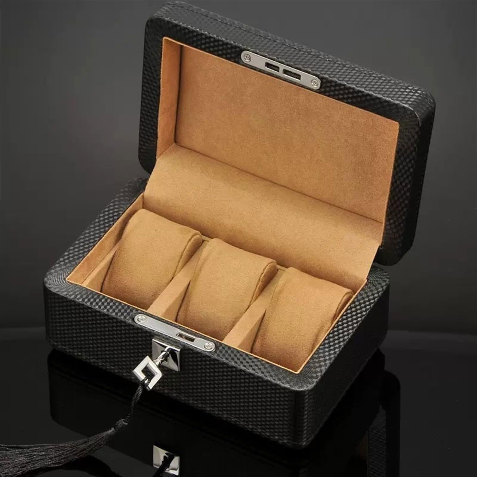 Boîte de rangement pour montres Boîte d'affichage de Collection montres à 3 cellules, organisateur montre Style Vintage, boîte rangement en cuir PU avec serrure