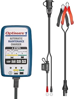 TECMATE OptiMATE 1, TM-401, 4-step 12V 0.6A battery charger & maintainer
