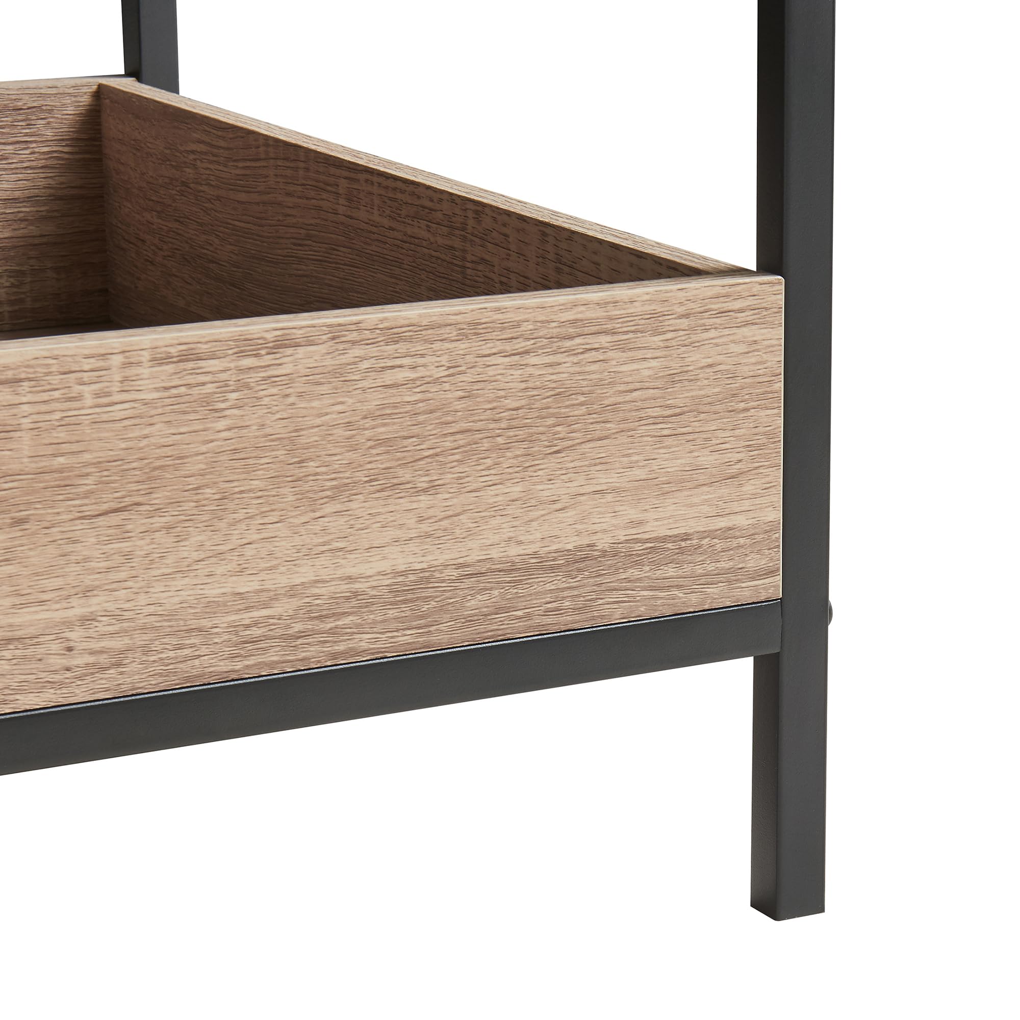 [en.casa] Couchtisch Belana Wohnzimmertisch 100 x 48 x 39 cm Sofatisch mit 2 Ablagefächern rechteckig Kaffeetisch Metallgestell Schwarz/Eicheoptik