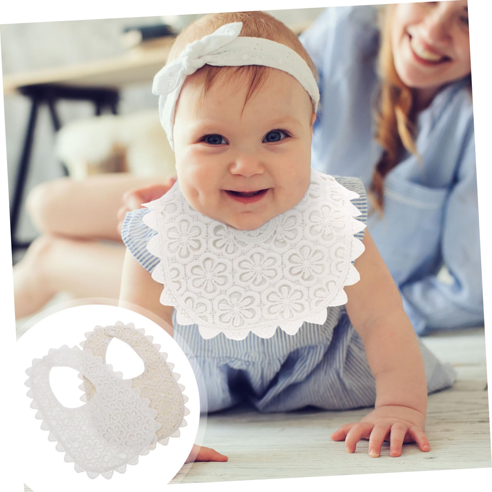 TOYANDONA 4pezzi Bavaglini Cotone Per Pizzo Bavaglini Regolabili Per Svezzamento Protezione Da Saliva e Sbavature Facile Da Lavare e Comodi Misto