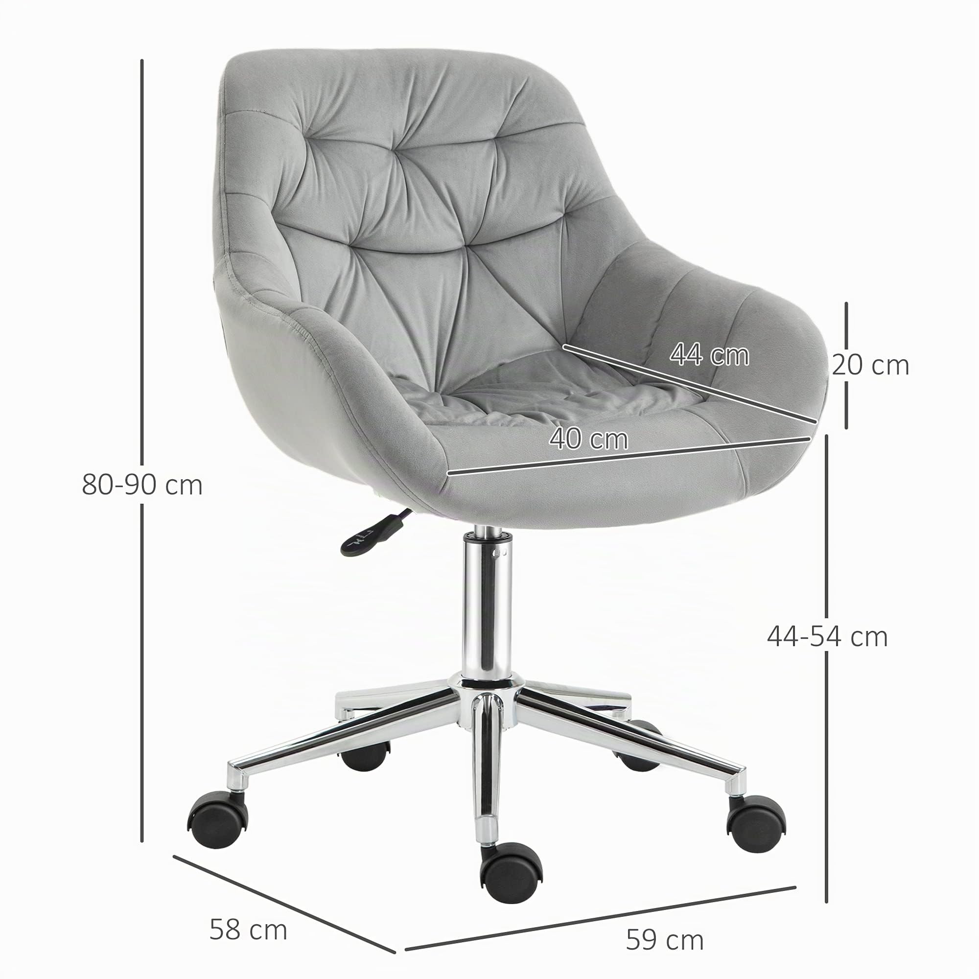 Vinsetto Sedia da Ufficio con Altezza Regolabile 59x58x80-90cm Grigio