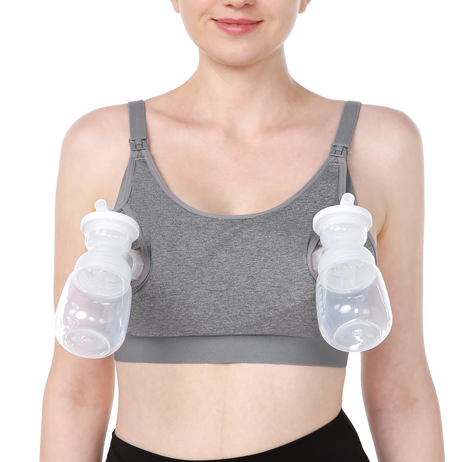 Momcozy Schwangerschafts Still BH, Milchpumpen-BH mit Zusätzlichen BH-Verlängerungen, Umstandsmode Ohne Bügel für Damen, Verstellbarer Still-BH und Freihändiges Abpumpen
