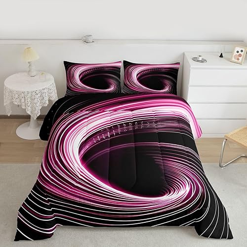 Miniatura 14 de Juego de edredón geométrico, color gris y blanco, diseño de rayas de arte abstracto, tamaño individual, para niños y niñas, edredón retro Multi