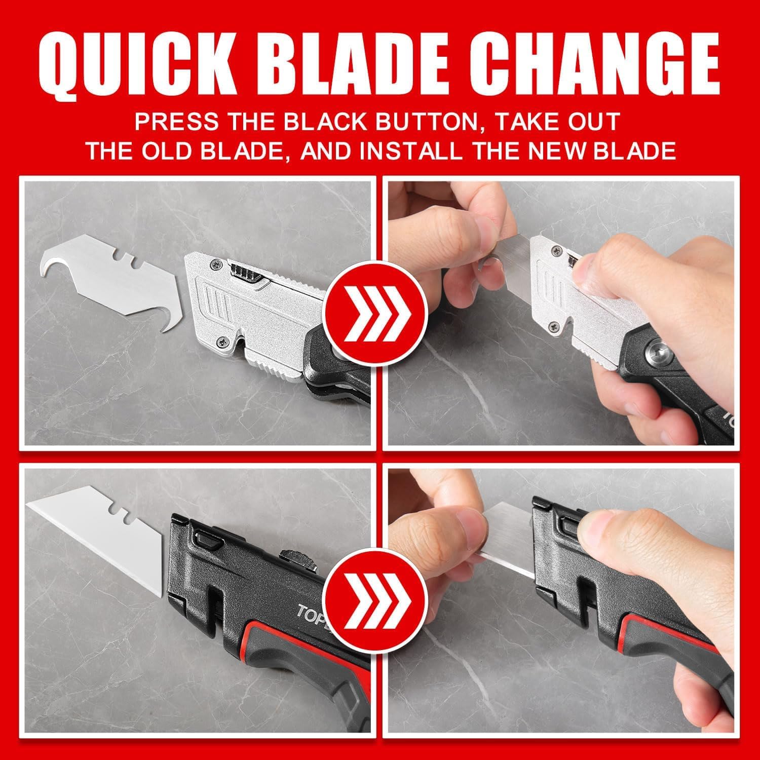 TOPEX 58PCS Folding Utility Knife Set Pocket Blades Box Cutter w/Retractable Blade