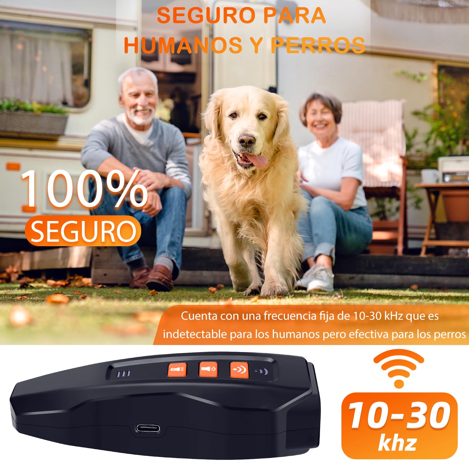 Antiladridos para Perros Ultrasonidos - Dispositivo Repelente con 3 Modos Ahuyentador de Perros con LED Efectivo para Interior y Exterior