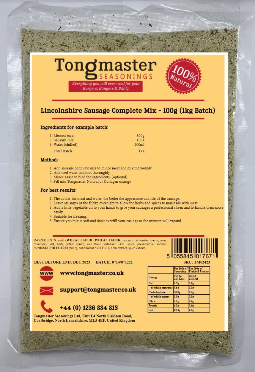 Buy Lincolnshire Sausage Complete Dry Spice Mix 100g (1kg Batch) Just add Meat, Water to make