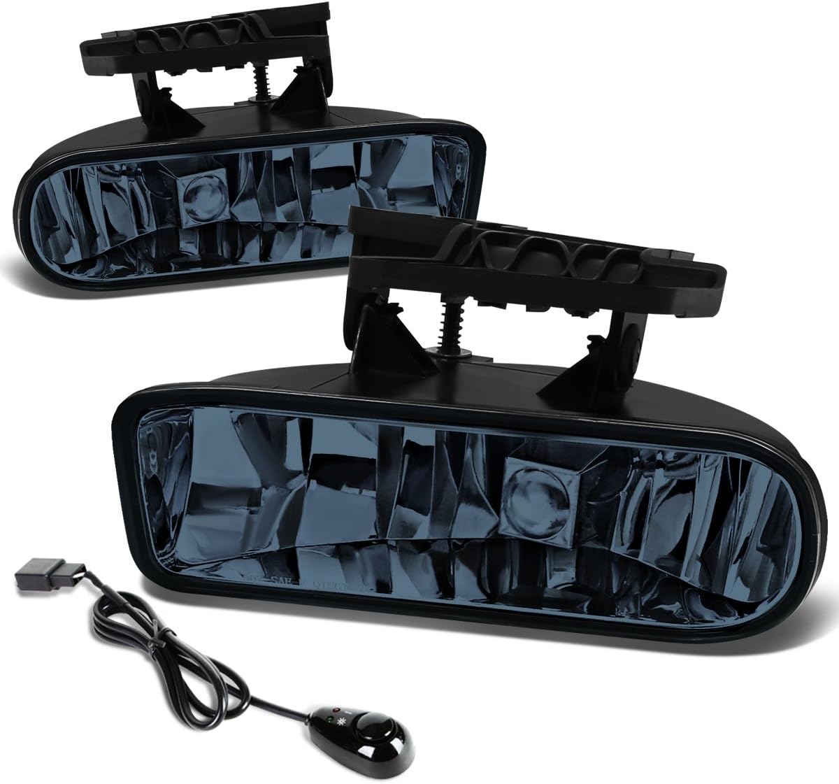 Auto Dynasty Fog Lights Assembly Compatible with 1999-2006 GMC Sierra 1500 2500 3500 Yukon, Fog Lamp Replacement with Wiring Kit, Driver and Passenger Side, Blue Lens