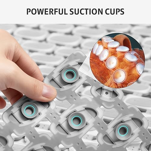 Miniatura 4 de XIYUNTE Tapete de ducha antideslizante mejorado de 27 x 16 pulgadas, suave y cómodo, tapete de ducha antideslizante, tapete de baño de TPE+PP para