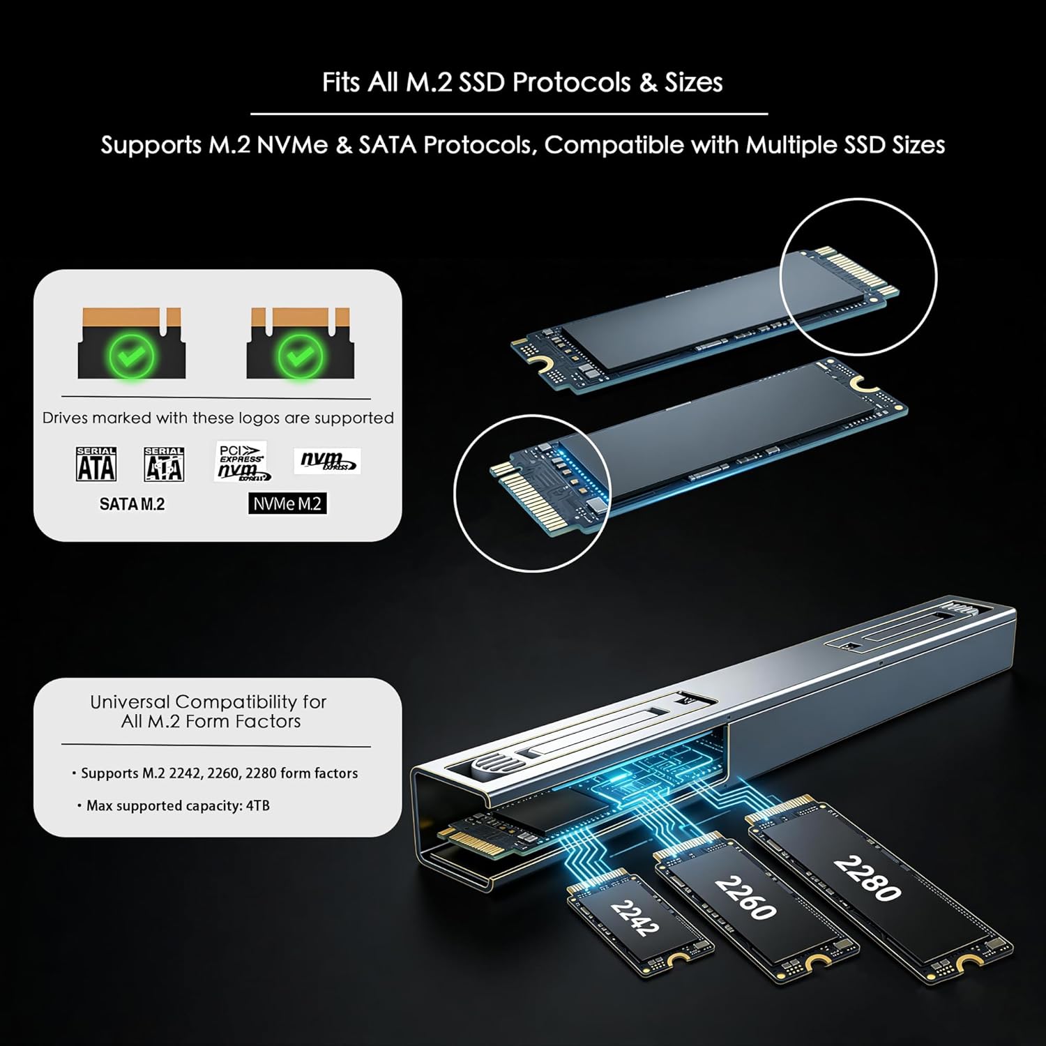 M.2 SSD Enclosure Laptop Stand, USB 3.2 Gen 2 NVMe SATA External Storage, MacBook Add Storage Expansion, 2-in-1 Aluminum Ergonomic Riser (For 16-Inch Laptops)