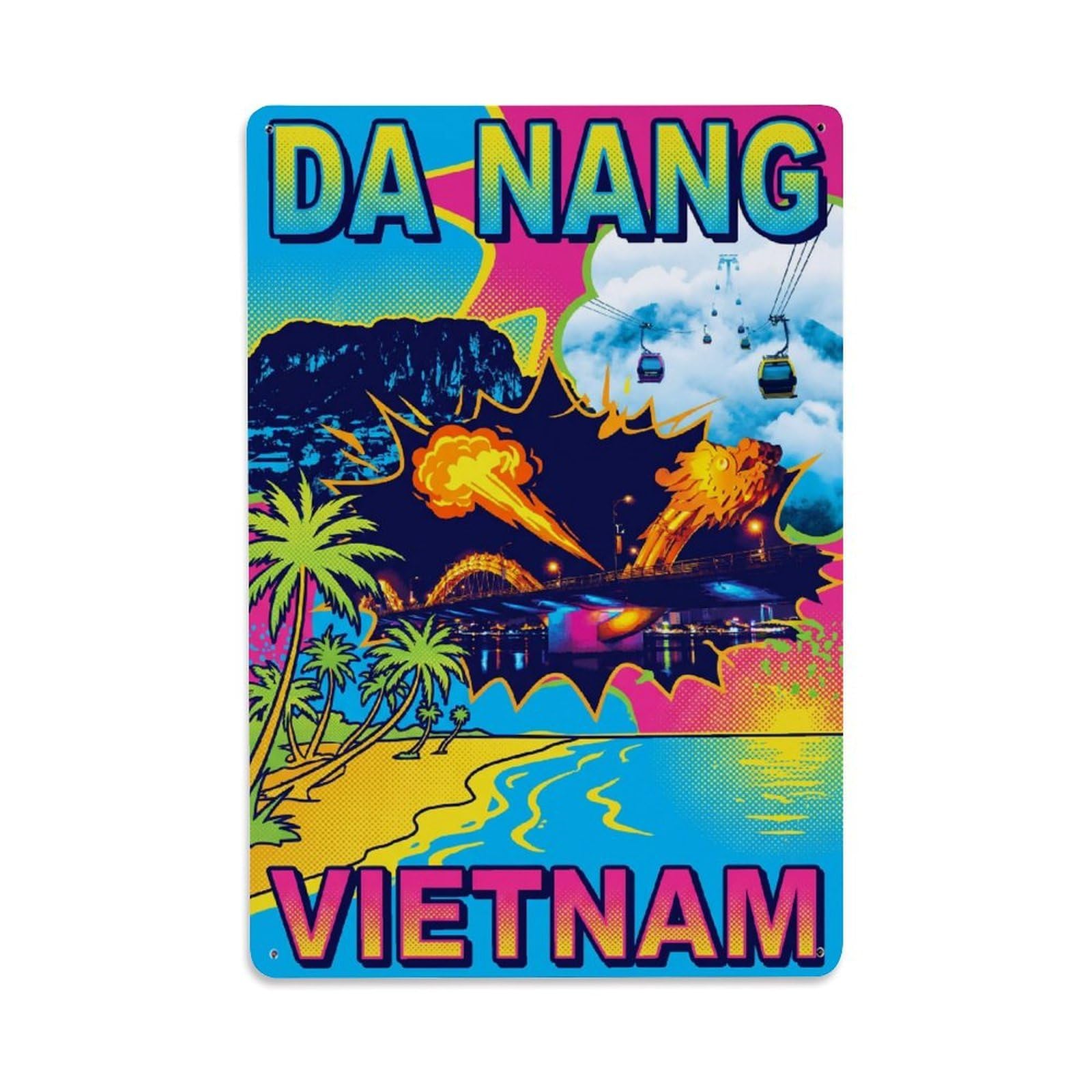 Metal Tin Sign Vintage Vietnam Da Nang Travel