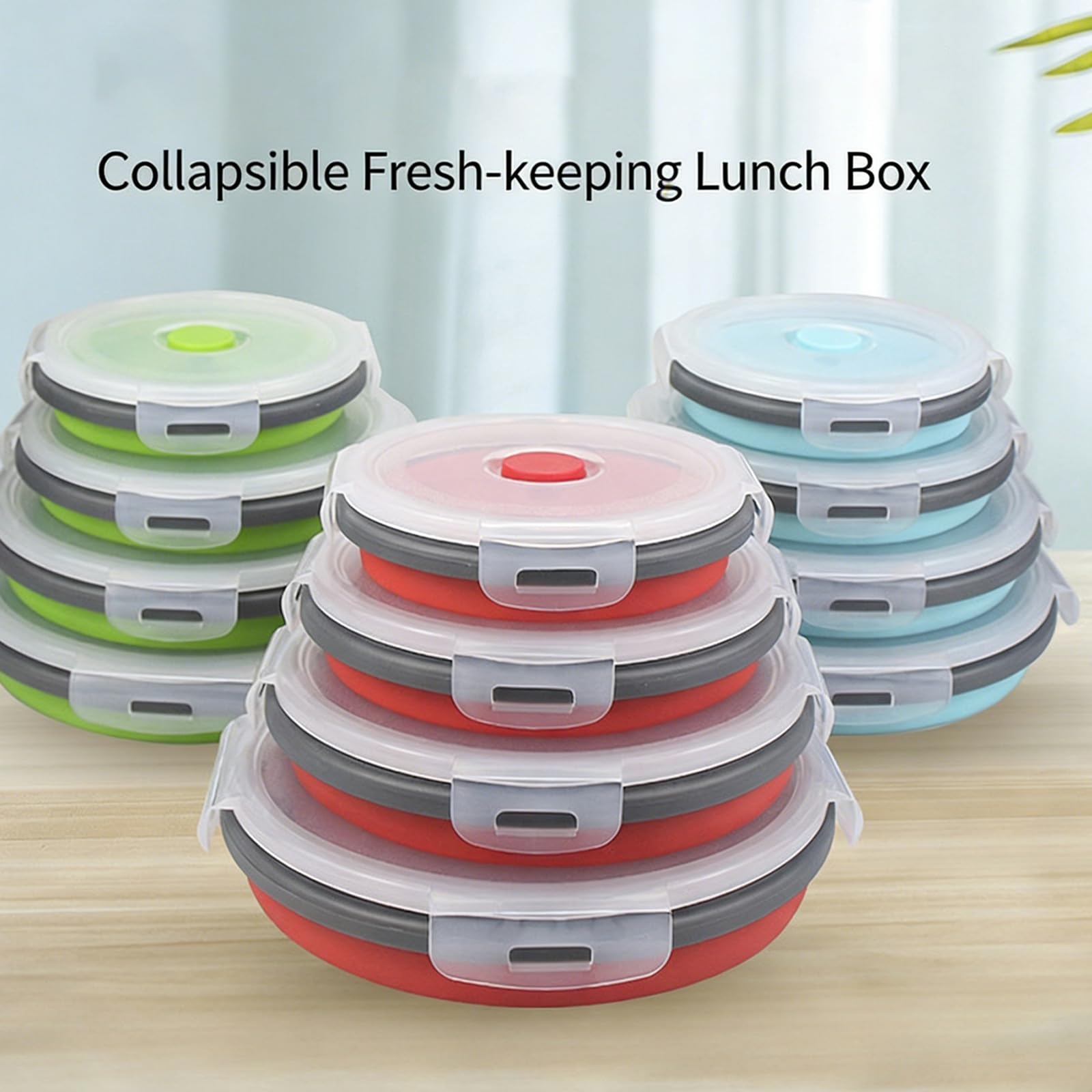 Set contenitori per Alimenti sigillati Pieghevoli in plastica e siliconi Set contenitori per Alimenti per pasti all ' Aperto per avanzati Set pentole sicure