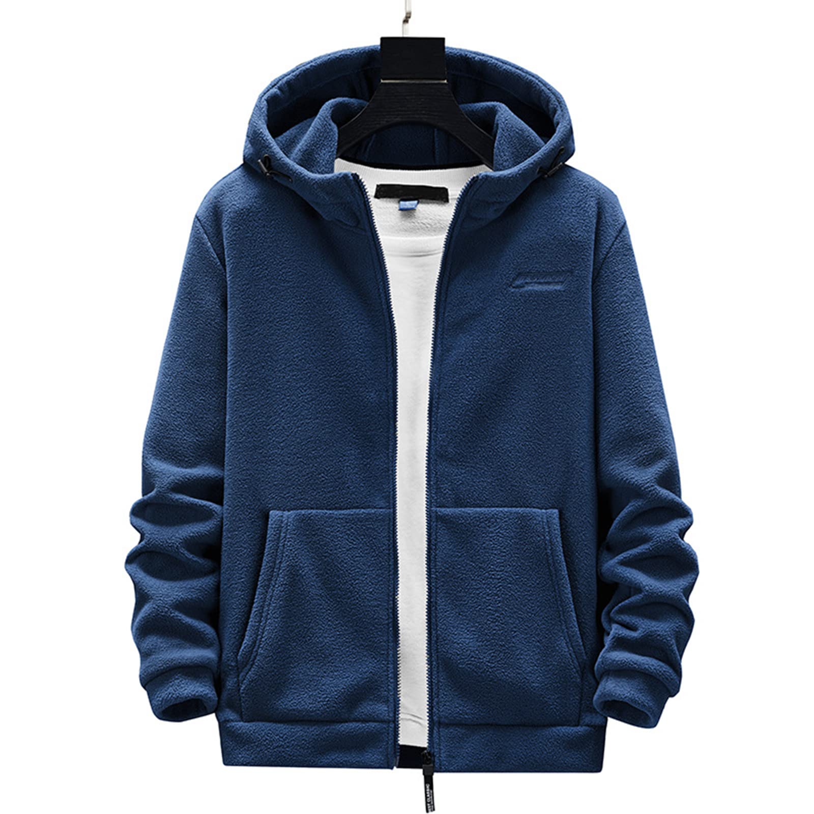 HB1 Chaqueta de Lana Polar de Invierno Ropa Deportiva con Capucha Abrigo Suave a Prueba de Viento Cálido Cremallera Abrigo de Color Sólido
