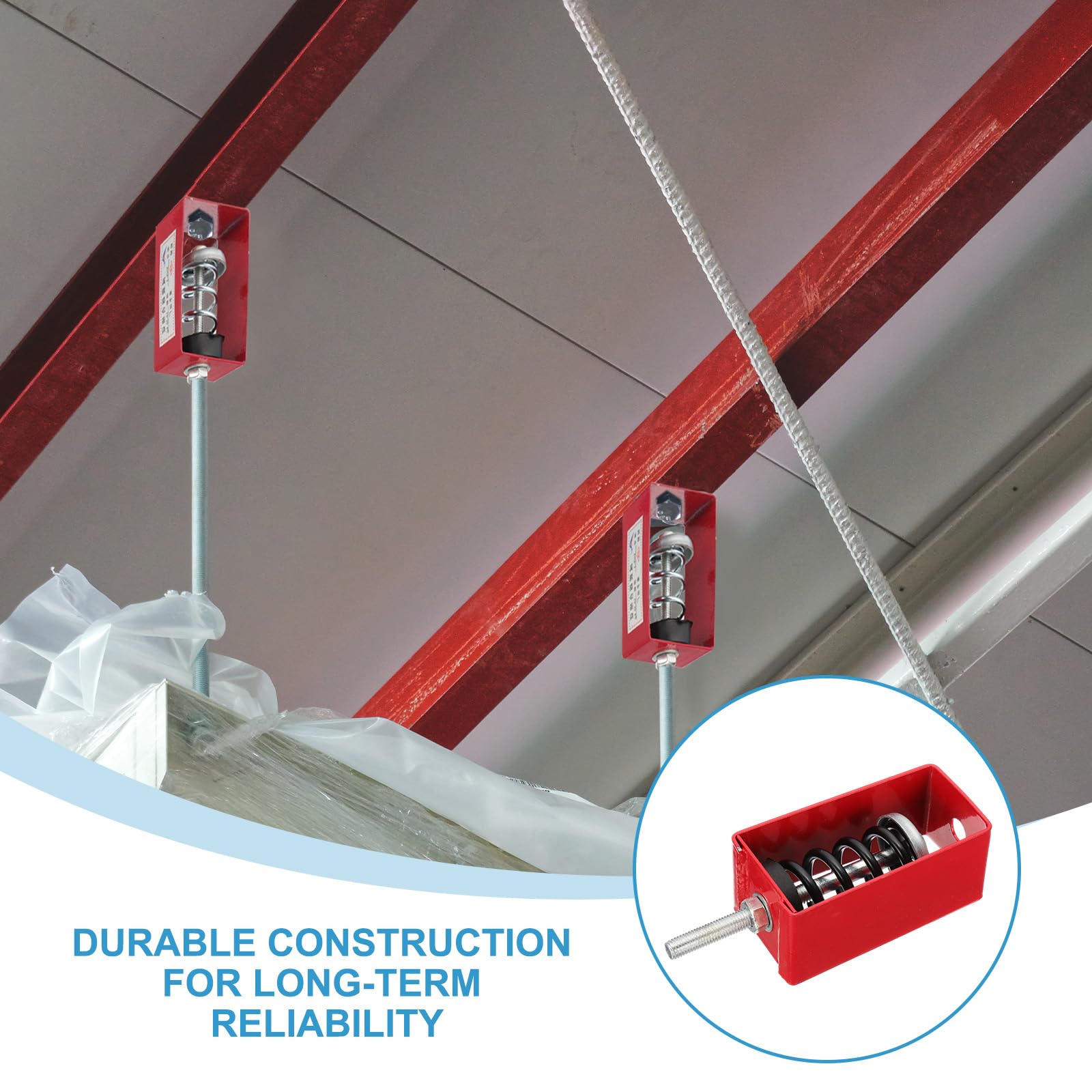 PATIKIL Supporti A Molla Per Isolamento Vibrazioni Da Soffitto, 2 Pezzi 265lbs Supporti Antivibrazione Meccanici Per A/C Processore Aria Camera Da Letto Teatro Studio, (XHS) Rosso