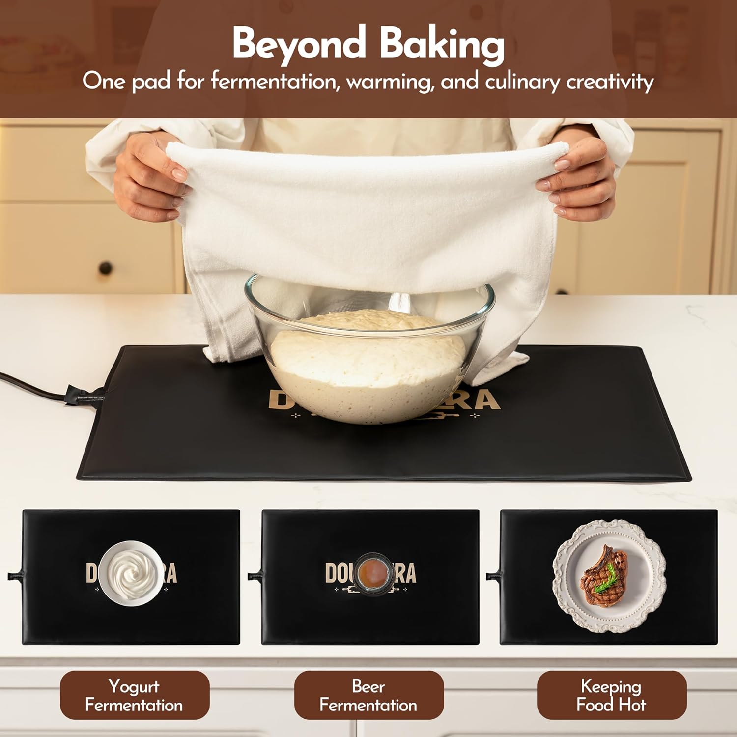 Bread Proofing Mat 13 x 21In Bread Proofer Warming Mat for Food – Temperature Controlled Sourdough Heating Pad for Home Baking – Waterproof Casing – 2.1M Cord with Standard Plug - Image 4