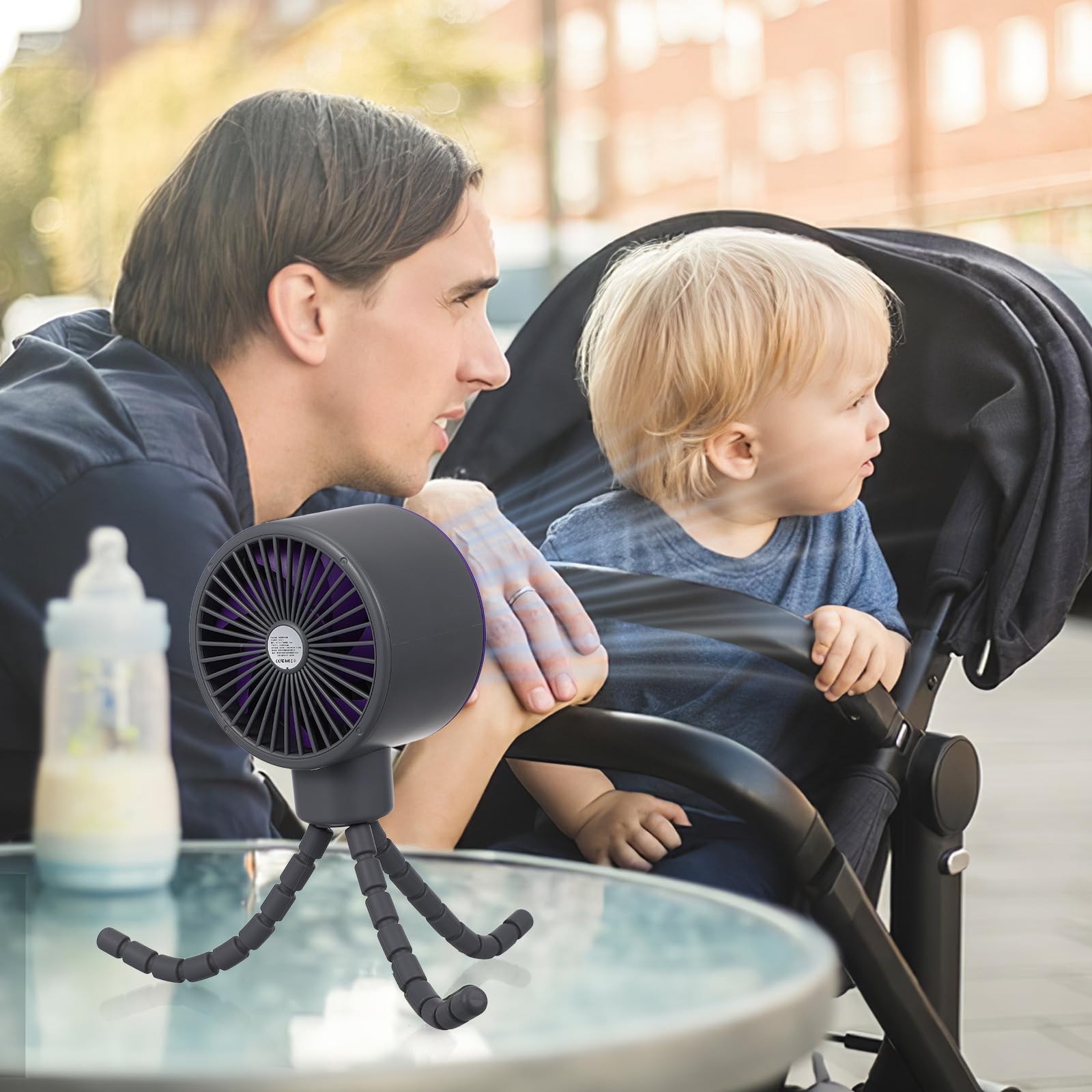 Ventilatore per Passeggino con Clip, Testa Orientabile, Abs | Festa Estiva, Funzionamento Silenzioso con Griglia di Sicurezza, Uso su Tavolo per Casa e Nanna