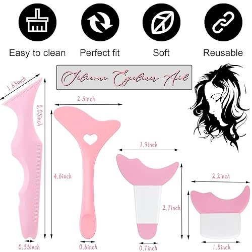 Miniatura 2 de 4 plantillas de delineador de ojos reutilizables de silicona para ayudar al delineador de ojos, protector de pestañas, lápiz labial, aplicadores de