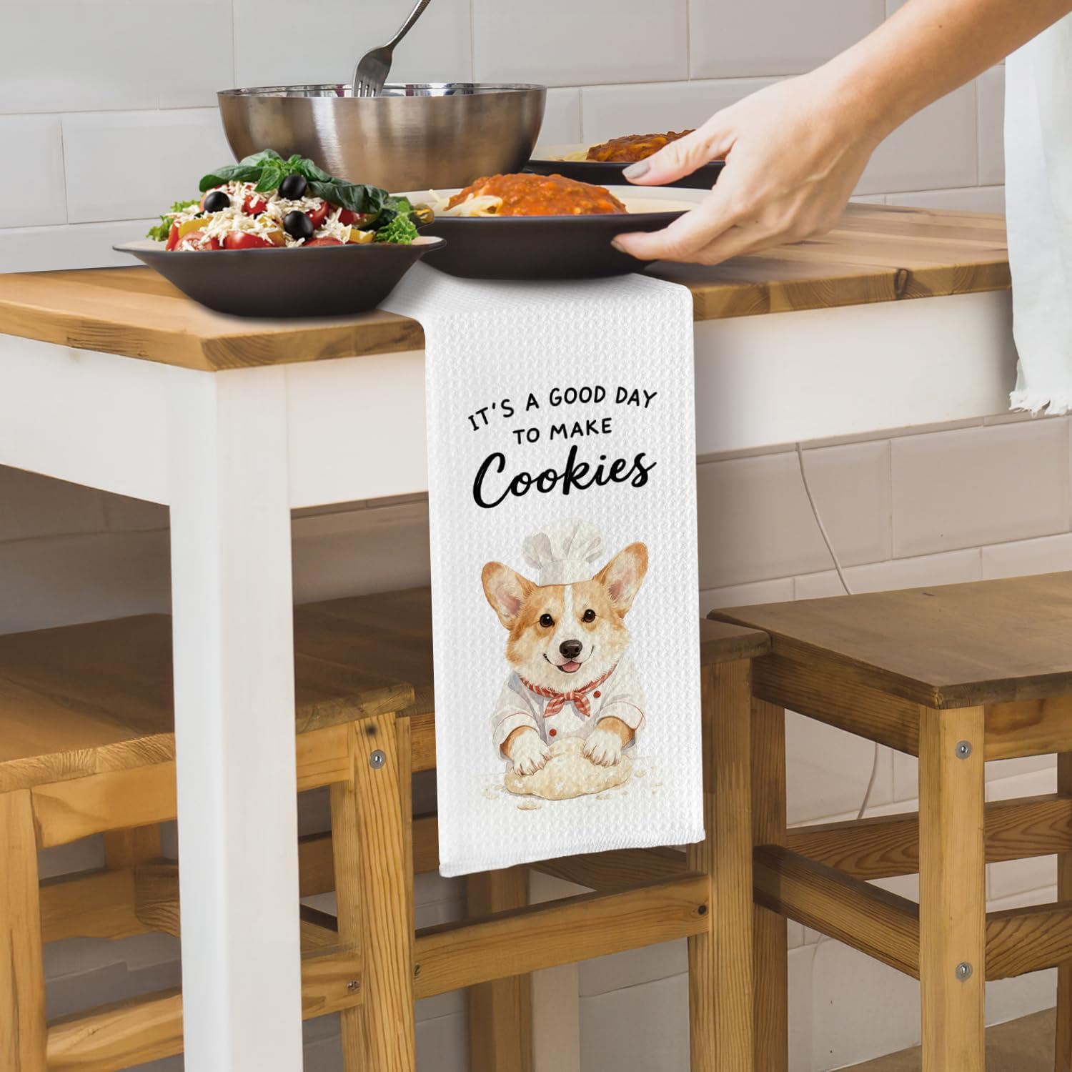 Funny Corgi Baking Cookies Kitchen Towels,Baking Cooking Gifts for Women Men,Corgi Dog Hand Towels Decor for Kitchen Women Men Bakers Chef Cooking Lovers,16X24 Inch image 4